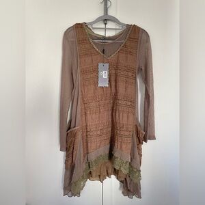 NWT size small beige bohemian top